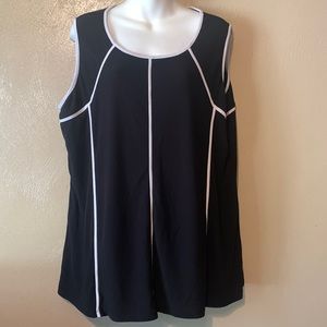 Alfani Black Sleeveless Tank with White Piping